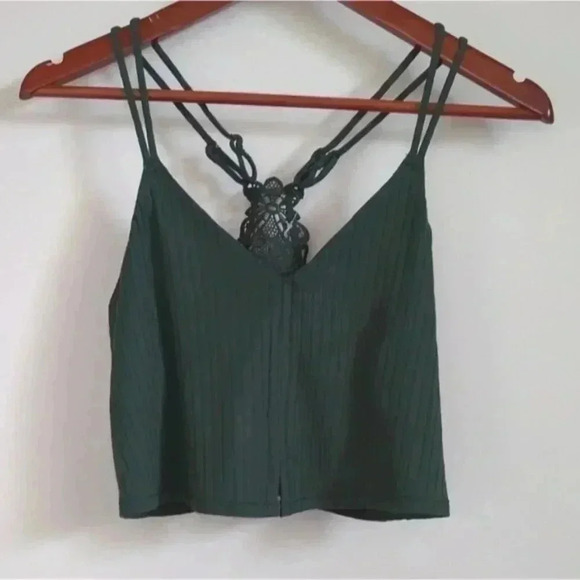 AERIE | Dark Green  Racerback with Lace Bralette Size Small - Picture 1 of 5